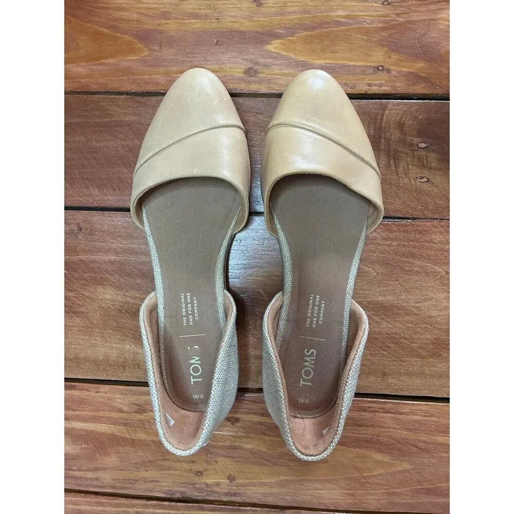 Tom’s Jutti D'Orsay Tan Almond Toe Flats - Size 6